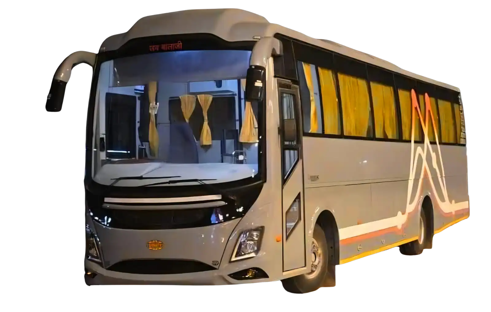 45-seater AC luxury bus rental Delhi to Agra – recliner seats and LED TV